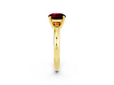 Yellow gold Round Cut Garnet Solitaire Engagement Ring with Round Band and Four-Prong Setting_2