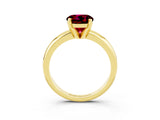 Yellow gold Round Cut Garnet Solitaire Engagement Ring with Round Band and Four-Prong Setting_3