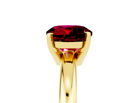Yellow gold Round Cut Garnet Solitaire Engagement Ring with Round Band and Four-Prong Setting_5