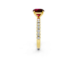 Yellow gold Round Cut Garnet Solitaire Pavé Band with Four-Prong Setting_2