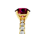Yellow gold Round Cut Garnet Solitaire Pavé Engagement Ring with Round Band and Prong Setting_17