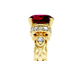 Yellow gold Round Cut Garnet Solitaire Ring with Filigree Band and Four-Prong Setting_29
