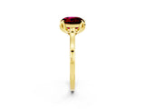 Yellow gold Round Cut Garnet Solitaire Ring with Flower Prong Setting and Classic Band_14