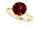 Yellow gold Round Cut Garnet Solitaire Ring with Flower Prong Setting and Classic Band_38