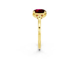 Yellow gold Round Cut Garnet Solitaire Ring with Flower Prong Setting and Classic Band_39