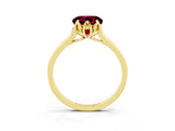Yellow gold Round Cut Garnet Solitaire Ring with Flower Prong Setting and Classic Band_40