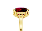 Yellow gold Round Cut Garnet Solitaire Ring with Flower Prong Setting and Classic Band_42