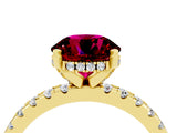 Yellow gold Round Cut Garnet Solitaire Ring with Round  Pavé Band and Four-Prong Setting_40
