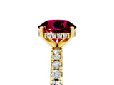 Yellow gold Round Cut Garnet Solitaire Ring with Round  Pavé Band and Four-Prong Setting_41