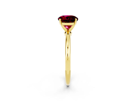 Yellow gold Round Cut Garnet Solitaire Ring with Six-Prong Setting and Classic Band_2