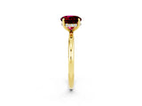 Yellow gold Round Cut Garnet Solitaire Ring with Thin Band and Four-Prong Setting_14