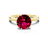 Yellow gold Round Cut Garnet Solitaire Ring with Thin Band and Prong Setting_12