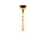 Yellow gold Round Cut Garnet Solitaire Ring with Thin Band and Prong Setting_14