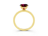 Yellow gold Round Cut Garnet Solitaire Ring with Thin Band and Prong Setting_15