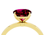 Yellow gold Round Cut Garnet Solitaire Ring with Thin Band and Prong Setting_16