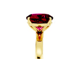 Yellow gold Round Cut Garnet Solitaire Ring with Thin Band and Prong Setting_17