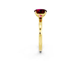 Yellow gold Round Cut Garnet Solitaire Ring with Thin Band and Prong Setting_26