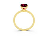 Yellow gold Round Cut Garnet Solitaire Ring with Thin Band and Prong Setting_27