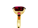 Yellow gold Round Cut Garnet Solitaire Ring with Thin Band and Prong Setting_29