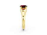 Yellow gold Round Cut Garnet Solitaire Ring with Wide Band and Prong Setting_2