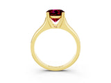 Yellow gold Round Cut Garnet Solitaire Ring with Wide Band and Prong Setting_3