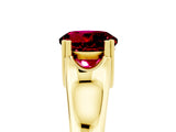 Yellow gold Round Cut Garnet Solitaire Ring with Wide Band and Prong Setting_5