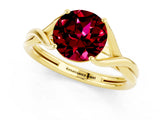 Yellow gold Round Cut Garnet Solitaire Twist Band Prong Setting Ring_37