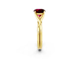 Yellow gold Round Cut Garnet Solitaire Twist Band Prong Setting Ring_38