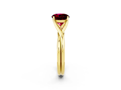 Yellow gold Round Cut Garnet Solitaire Twist Band Prong Setting Ring_38