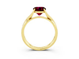 Yellow gold Round Cut Garnet Solitaire Twist Band Prong Setting Ring_39