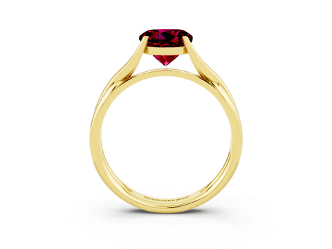 Yellow gold Round Cut Garnet Solitaire Twist Band Prong Setting Ring_39