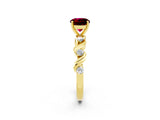 Yellow gold Round Cut Garnet Solitaire Twisted Band with Round  Accents and Prong Setting_14