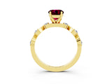Yellow gold Round Cut Garnet Solitaire Twisted Band with Round  Accents and Prong Setting_15