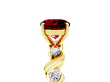 Yellow gold Round Cut Garnet Solitaire Twisted Band with Round  Accents and Prong Setting_17