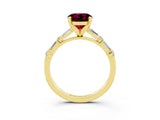 Yellow gold Round Cut Garnet Solitaire with Side Baguettes and Channel Set Band_3