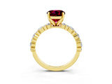 Yellow gold Round Cut Garnet Solitaire with Side Stones, Pave Band, Four-Prong Setting_39