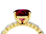 Yellow gold Round Cut Garnet Solitaire with Side Stones, Pave Band, Four-Prong Setting_40