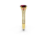 Yellow gold Round Cut Garnet Split Shank Engagement Ring with Pavé Band_2