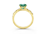 Yellow gold Round Cut Green Sapphire Cluster Side Stone Solitaire Ring with Prong Setting_27