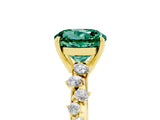Yellow gold Round Cut Green Sapphire Cluster Side Stone Solitaire Ring with Prong Setting_29