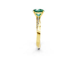 Yellow gold Round Cut Green Sapphire Engagement Ring with Side Stone Accents and Four-Prong Setting_29