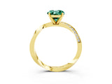 Yellow gold Round Cut Green Sapphire Engagement Ring with Side Stone Accents and Four-Prong Setting_30