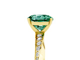 Yellow gold Round Cut Green Sapphire Engagement Ring with Side Stone Accents and Four-Prong Setting_32