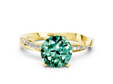 Yellow gold Round Cut Green Sapphire Engagement Ring with Side Stone Accents and Four-Prong Setting_60