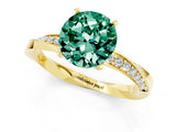 Yellow gold Round Cut Green Sapphire Engagement Ring with Side Stone Accents and Four-Prong Setting_61