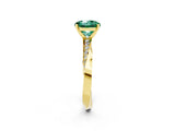 Yellow gold Round Cut Green Sapphire Engagement Ring with Side Stone Accents and Four-Prong Setting_62