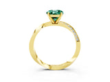 Yellow gold Round Cut Green Sapphire Engagement Ring with Side Stone Accents and Four-Prong Setting_63