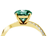 Yellow gold Round Cut Green Sapphire Engagement Ring with Side Stone Accents and Four-Prong Setting_64