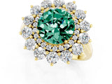 Yellow gold Round Cut Green Sapphire Floral Double Halo Engagement Ring with Prong Setting_85