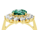Yellow gold Round Cut Green Sapphire Floral Double Halo Engagement Ring with Prong Setting_88